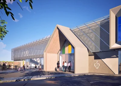 Grace Vineyard Church building architect render of frontage entrance